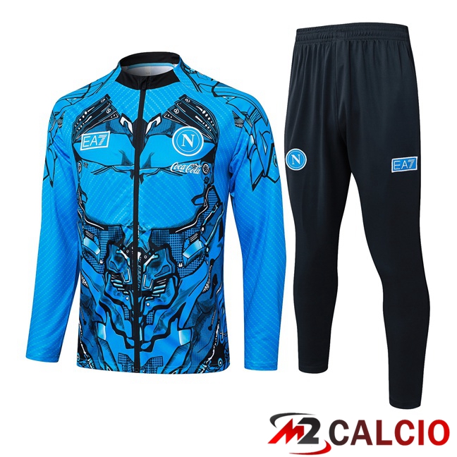 Maglie Calcio Personalizzate,Tute Calcio Squadre,Maglia Nazionale Italiana Calcio | Insieme Tuta Calcio - Giacca SSC Napoli Blu 2025/2026