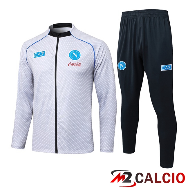 Maglie Calcio Personalizzate,Tute Calcio Squadre,Maglia Nazionale Italiana Calcio | Insieme Tuta Calcio - Giacca SSC Napoli Bianco 2025/2026