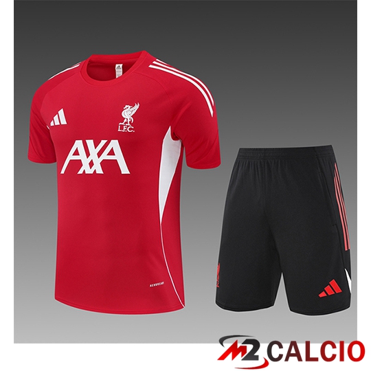 Maglie Calcio Personalizzate,Tute Calcio Squadre,Maglia Nazionale Italiana Calcio | Insieme T Shirt Allenamento FC Liverpool Bambino Rosso/Bianco 2025/2026