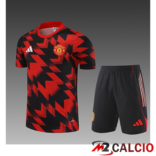 Maglie Calcio Personalizzate,Tute Calcio Squadre,Maglia Nazionale Italiana Calcio | Insieme T Shirt Allenamento Manchester United Bambino Rosso/Nero 2025/2026
