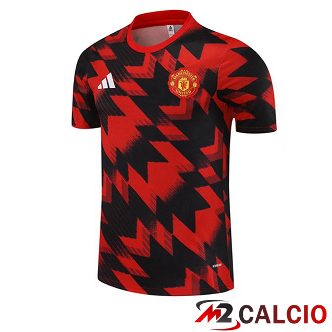 Maglie Calcio Personalizzate,Tute Calcio Squadre,Maglia Nazionale Italiana Calcio | T Shirt Allenamento Manchester United Nero Rosso 2025/2026