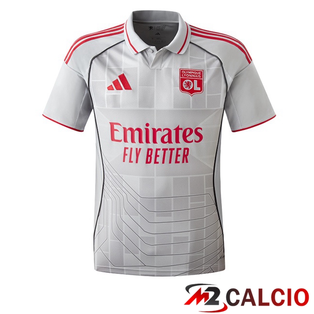 Maglie Calcio Personalizzate,Tute Calcio Squadre,Maglia Nazionale Italiana Calcio | Maglie Calcio Lione OL Terza Grigio 2025/2026