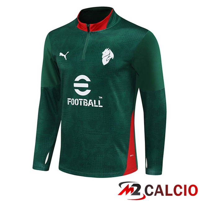 Maglie Calcio Personalizzate,Tute Calcio Squadre,Maglia Nazionale Italiana Calcio | Felpa Allenamento AC Milan Verde 2025/2026