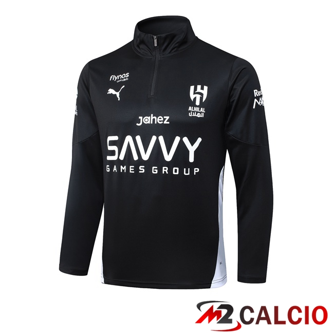 Maglie Calcio Personalizzate,Tute Calcio Squadre,Maglia Nazionale Italiana Calcio | Felpa Allenamento Al-Hilal FC Nero 2025/2026