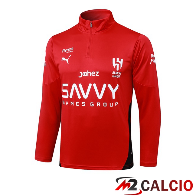 Maglie Calcio Personalizzate,Tute Calcio Squadre,Maglia Nazionale Italiana Calcio | Felpa Allenamento Al-Hilal FC Rosso 2025/2026