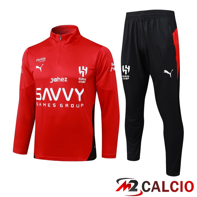 Maglie Calcio Personalizzate,Tute Calcio Squadre,Maglia Nazionale Italiana Calcio | Insieme Tuta Calcio Al-Hilal FC Rosso 2025/2026