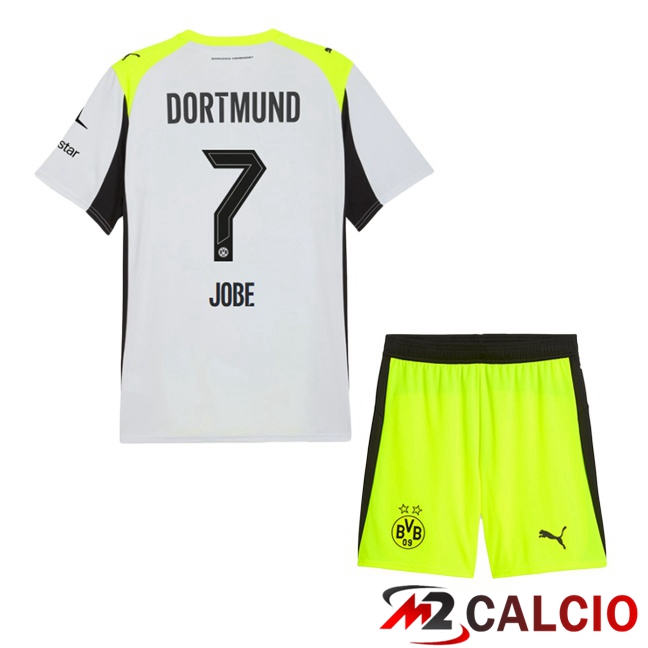 Maglie Calcio Personalizzate,Tute Calcio Squadre,Maglia Nazionale Italiana Calcio | Maglie Calcio Dortmund BVB (Jobe 7) Bambino Seconda Grigio Verde 2025/2026