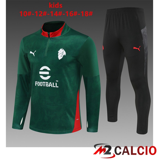 Maglie Calcio Personalizzate,Tute Calcio Squadre,Maglia Nazionale Italiana Calcio | Insieme Tuta Calcio AC Milan Bambino Verde 2025/2026