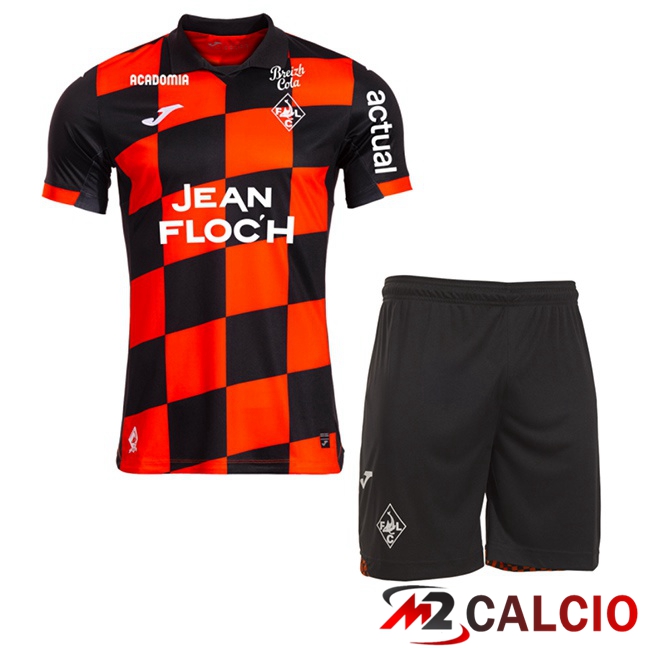 Maglie Calcio Personalizzate,Tute Calcio Squadre,Maglia Nazionale Italiana Calcio | Maglie Calcio FC Lorient Bambino Prima Rosso Nero 2025/2026