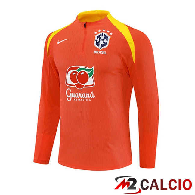 Maglie Calcio Personalizzate,Tute Calcio Squadre,Maglia Nazionale Italiana Calcio | Felpa Allenamento Brasile Arancia 2025/2026
