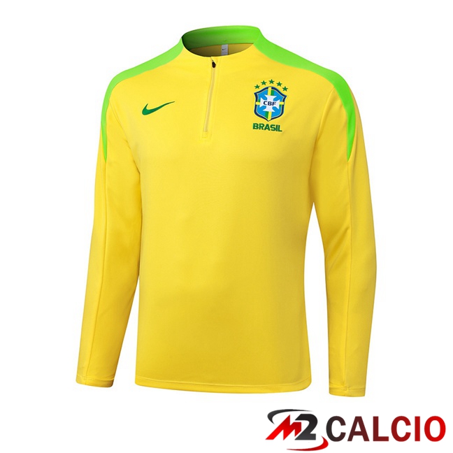 Maglie Calcio Personalizzate,Tute Calcio Squadre,Maglia Nazionale Italiana Calcio | Felpa Allenamento Brasile Giallo 2025/2026