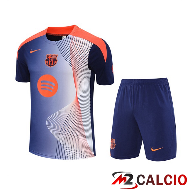 Maglie Calcio Personalizzate,Tute Calcio Squadre,Maglia Nazionale Italiana Calcio | Insieme T Shirt Allenamento FC Barcellona + Pantaloncini Blu Reale 2025/2026