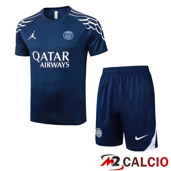 Maglie Calcio Personalizzate,Tute Calcio Squadre,Maglia Nazionale Italiana Calcio | Insieme T Shirt Allenamento Paris PSG + Pantaloncini Blu Reale 2025/2026