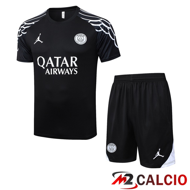 Maglie Calcio Personalizzate,Tute Calcio Squadre,Maglia Nazionale Italiana Calcio | Insieme T Shirt Allenamento Paris PSG + Pantaloncini Nero 2025/2026