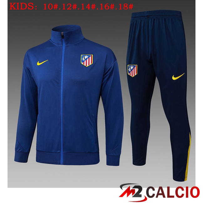 Maglie Calcio Personalizzate,Tute Calcio Squadre,Maglia Nazionale Italiana Calcio | Insieme Tuta Calcio - Giacca Atletico Madrid Bambino Blu Reale 2025/2026