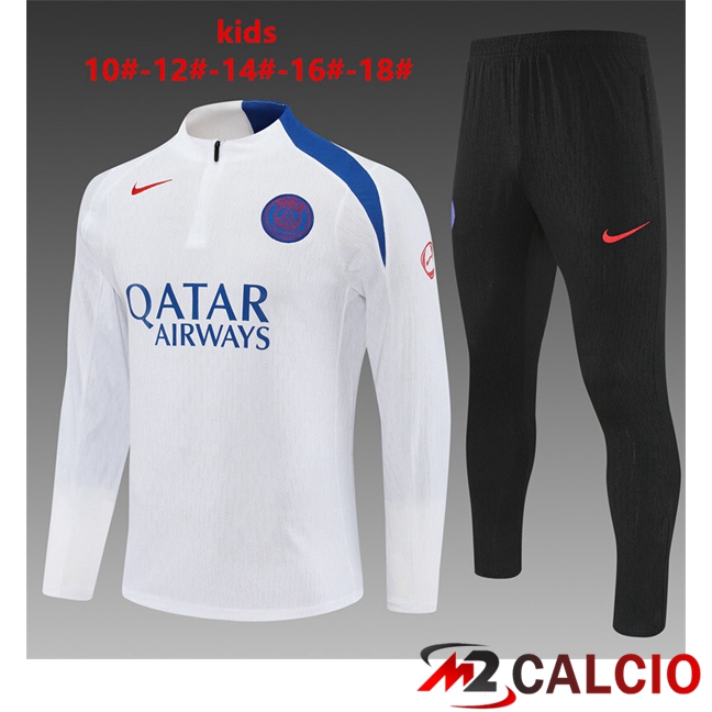 Maglie Calcio Personalizzate,Tute Calcio Squadre,Maglia Nazionale Italiana Calcio | Insieme Tuta Calcio Paris PSG Bambino Bianco 2025/2026