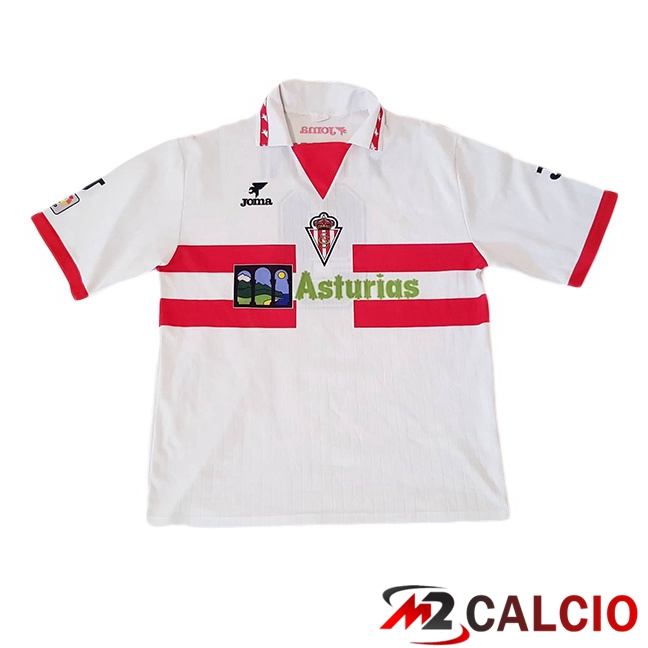 Maglie Calcio Personalizzate,Tute Calcio Squadre,Maglia Nazionale Italiana Calcio | Maglie Calcio Sporting Gijon Retro Seconda Bianco 1996-1997