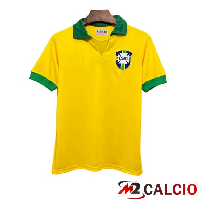 Maglie Calcio Personalizzate,Tute Calcio Squadre,Maglia Nazionale Italiana Calcio | Maglie Calcio Brasile Retro Prima Giallo 1958