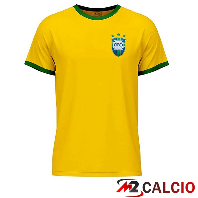 Maglie Calcio Personalizzate,Tute Calcio Squadre,Maglia Nazionale Italiana Calcio | Maglie Calcio Brasile Retro Prima Giallo 1971