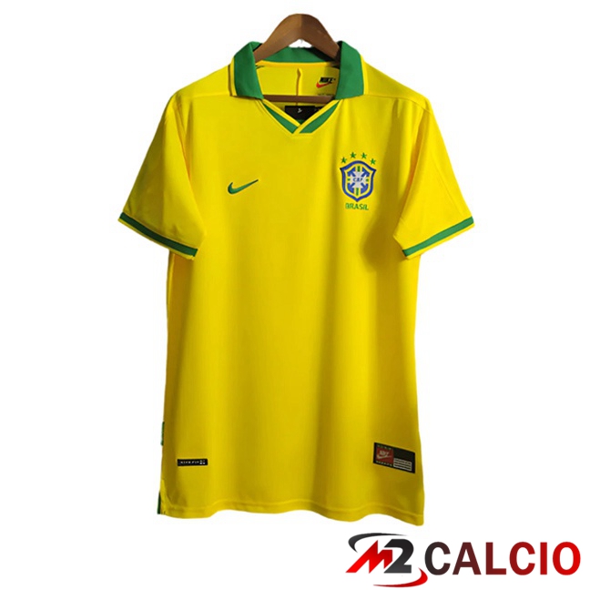 Maglie Calcio Personalizzate,Tute Calcio Squadre,Maglia Nazionale Italiana Calcio | Maglie Calcio Brasile Retro Prima Giallo 1997