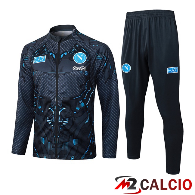 Maglie Calcio Personalizzate,Tute Calcio Squadre,Maglia Nazionale Italiana Calcio | Insieme Tuta Calcio - Giacca SSC Napoli Grigio 2025/2026