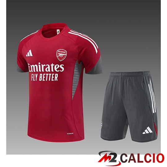 Maglie Calcio Personalizzate,Tute Calcio Squadre,Maglia Nazionale Italiana Calcio | Insieme T Shirt Allenamento Arsenal Bambino Rosso/Grigio 2025/2026