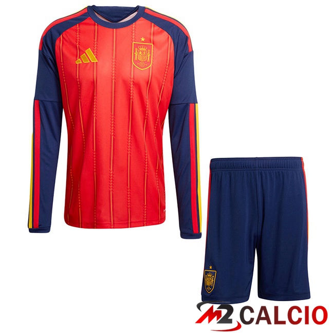 Maglie Calcio Personalizzate,Tute Calcio Squadre,Maglia Nazionale Italiana Calcio | Maglie Calcio Spagna Bambino Prima Manica Lunga Rosso 2026/2027