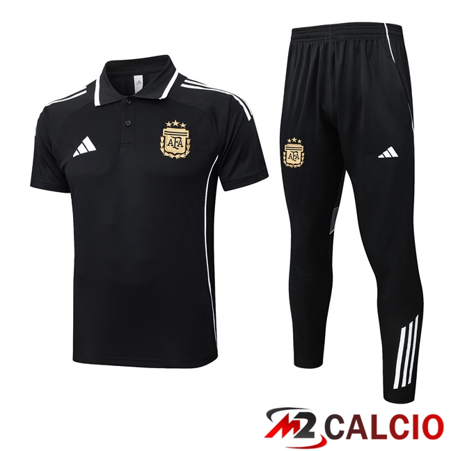 Maglie Calcio Personalizzate,Tute Calcio Squadre,Maglia Nazionale Italiana Calcio | Insieme Polo Argentina + Pantaloni Nero 2025/2026