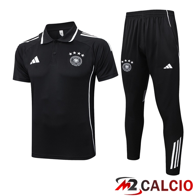 Maglie Calcio Personalizzate,Tute Calcio Squadre,Maglia Nazionale Italiana Calcio | Insieme Polo Germania + Pantaloni Nero 2025/2026