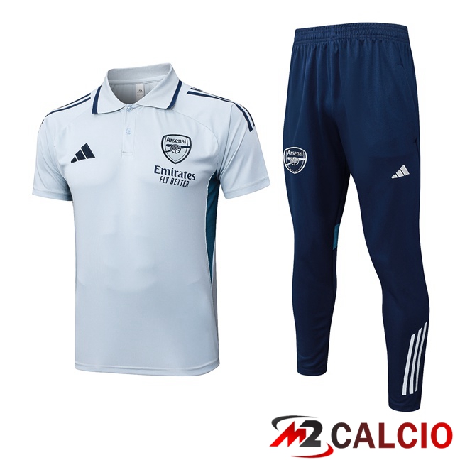 Maglie Calcio Personalizzate,Tute Calcio Squadre,Maglia Nazionale Italiana Calcio | Insieme Polo Arsenal + Pantaloni Grigio 2025/2026