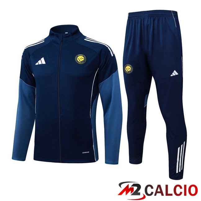 Maglie Calcio Personalizzate,Tute Calcio Squadre,Maglia Nazionale Italiana Calcio | Insieme Tuta Calcio - Giacca Al-Nassr FC Blu Reale 2025/2026