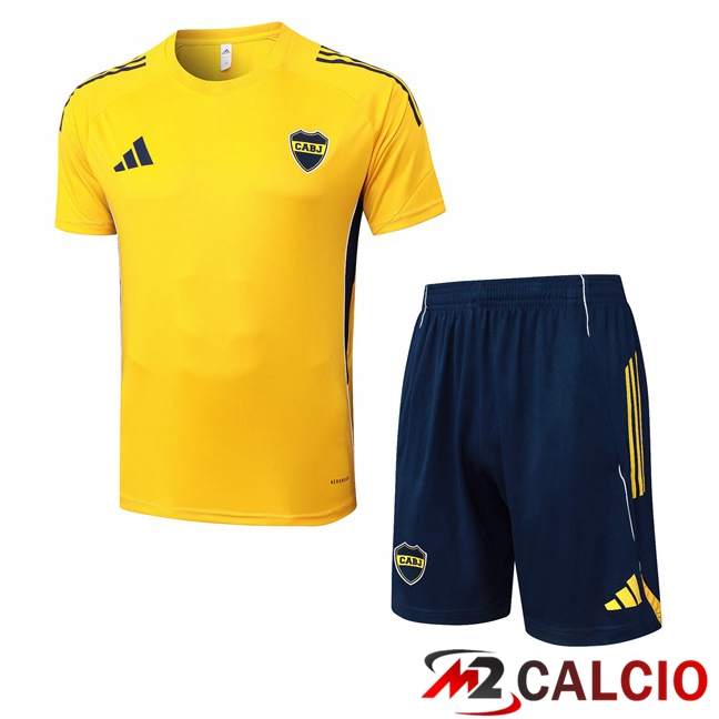 Maglie Calcio Personalizzate,Tute Calcio Squadre,Maglia Nazionale Italiana Calcio | Insieme T Shirt Allenamento Boca Juniors + Pantaloncini Giallo 2025/2026