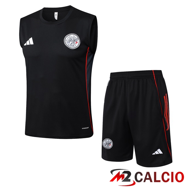 Maglie Calcio Personalizzate,Tute Calcio Squadre,Maglia Nazionale Italiana Calcio | Canotta Allenamento AFC Ajax + Pantaloncini Nero 2025/2026