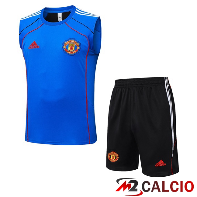 Maglie Calcio Personalizzate,Tute Calcio Squadre,Maglia Nazionale Italiana Calcio | Canotta Allenamento Manchester United + Pantaloncini Blu 2025/2026