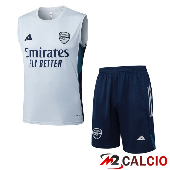 Maglie Calcio Personalizzate,Tute Calcio Squadre,Maglia Nazionale Italiana Calcio | Canotta Allenamento Arsenal + Pantaloncini Grigio 2025/2026