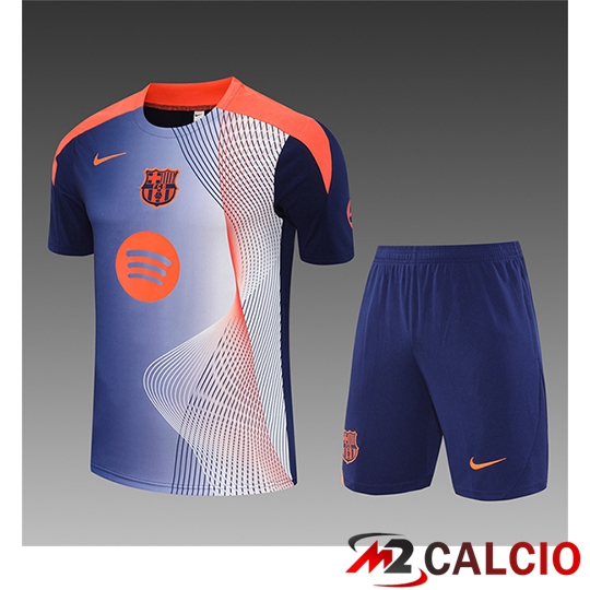 Maglie Calcio Personalizzate,Tute Calcio Squadre,Maglia Nazionale Italiana Calcio | Insieme T Shirt Allenamento FC Barcellona Bambino Blu/Arancia 2025/2026