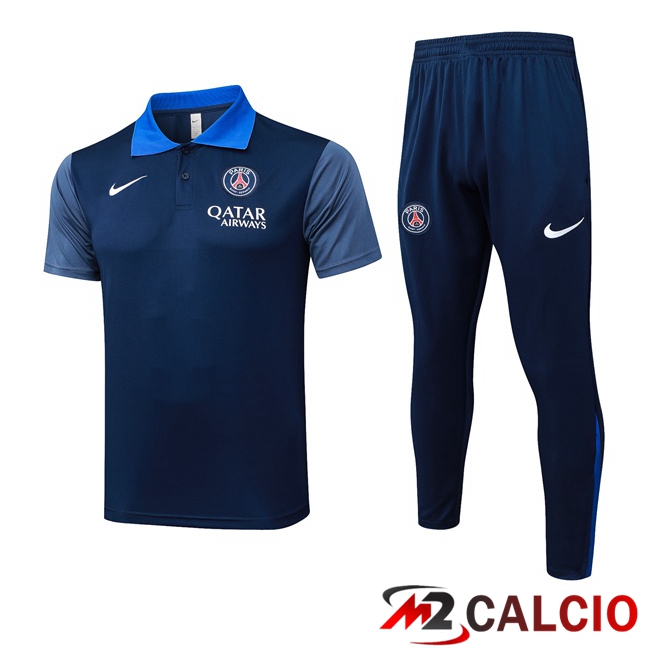 Maglie Calcio Personalizzate,Tute Calcio Squadre,Maglia Nazionale Italiana Calcio | Insieme Polo Paris PSG + Pantaloni Blu Reale 2025/2026