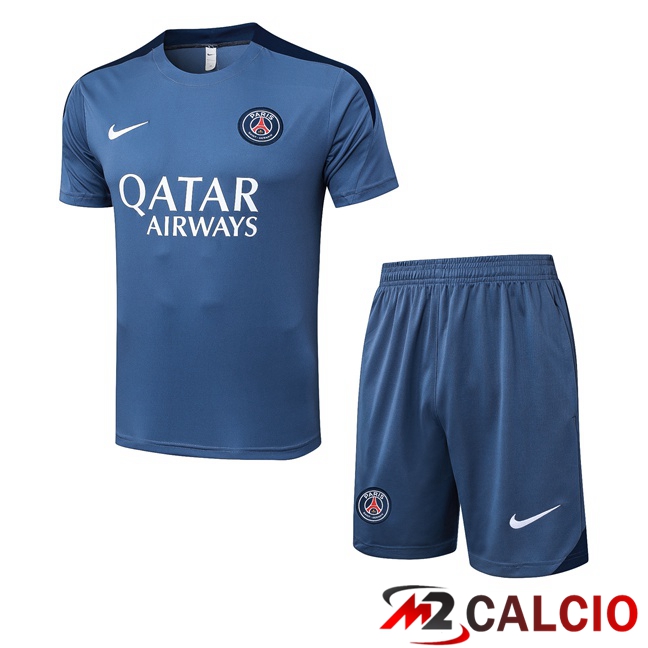 Maglie Calcio Personalizzate,Tute Calcio Squadre,Maglia Nazionale Italiana Calcio | Insieme T Shirt Allenamento Paris PSG + Pantaloncini Grigio 2025/2026