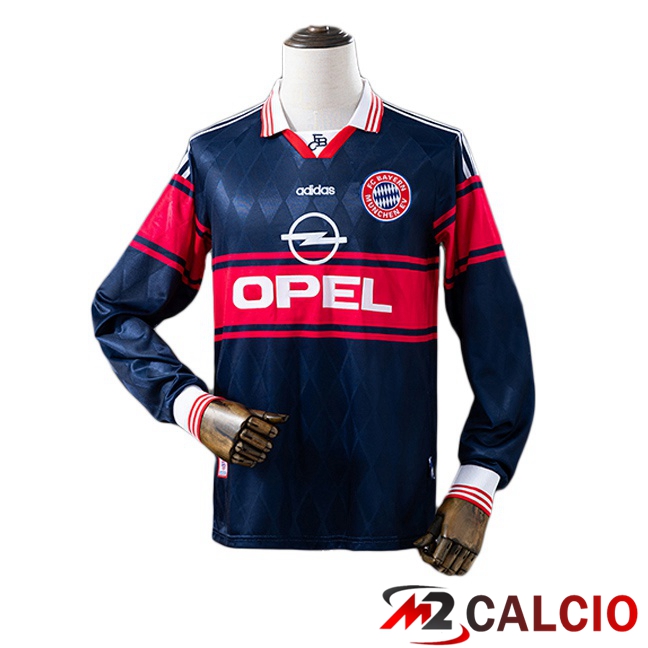 Maglie Calcio Personalizzate,Tute Calcio Squadre,Maglia Nazionale Italiana Calcio | Maglie Calcio Bayern Monaco Retro Prima Manica Lunga Blu Reale 1997-1998