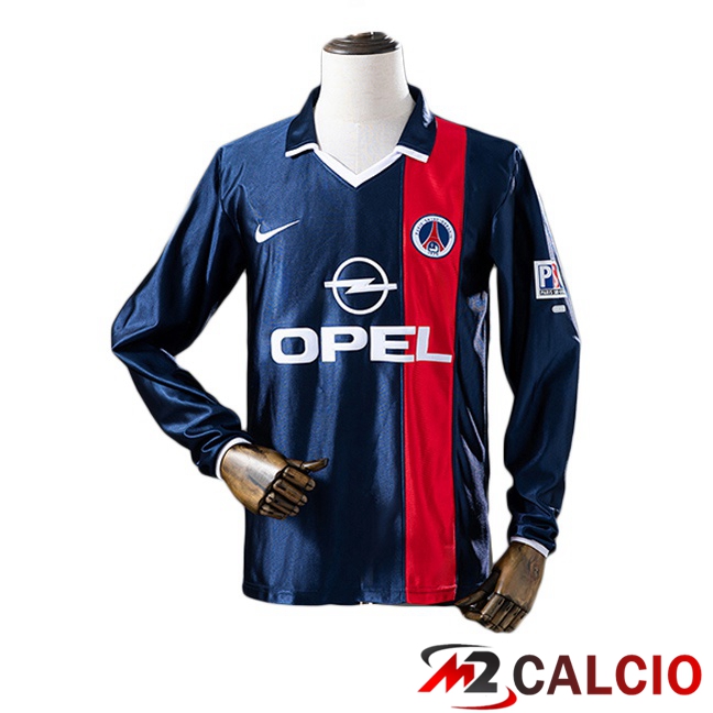 Maglie Calcio Personalizzate,Tute Calcio Squadre,Maglia Nazionale Italiana Calcio | Maglie Calcio Paris PSG Retro Prima Manica Lunga Blu Reale 2001-2002