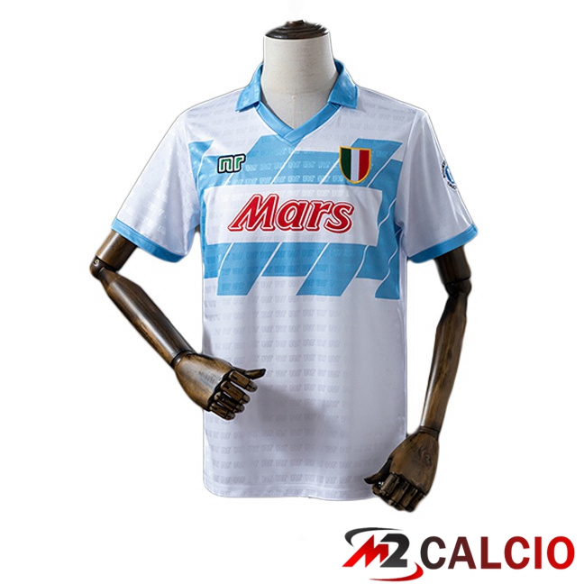 Maglie Calcio Personalizzate,Tute Calcio Squadre,Maglia Nazionale Italiana Calcio | Maglie Calcio SSC Napoli Retro Seconda Bianco 1990-1991