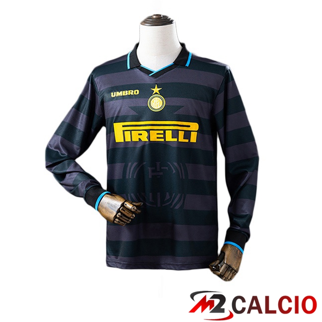 Maglie Calcio Personalizzate,Tute Calcio Squadre,Maglia Nazionale Italiana Calcio | Maglie Calcio Inter Milan Retro Seconda Manica Lunga Nero 1997-1998