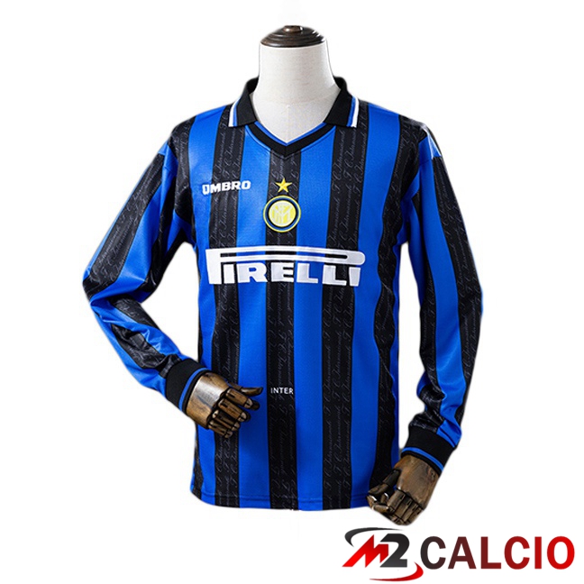 Maglie Calcio Personalizzate,Tute Calcio Squadre,Maglia Nazionale Italiana Calcio | Maglie Calcio Inter Milan Retro Prima Manica Lunga Blu 1997-1998