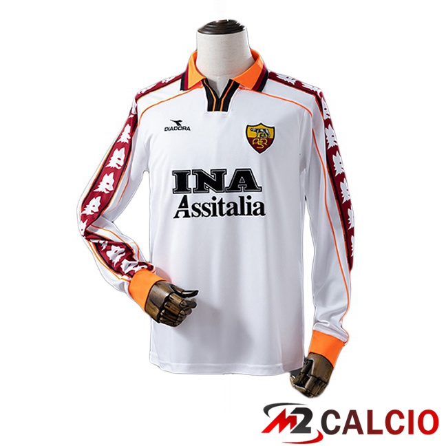Maglie Calcio AS Roma Retro Seconda Manica Lunga Bianco 1998-1999