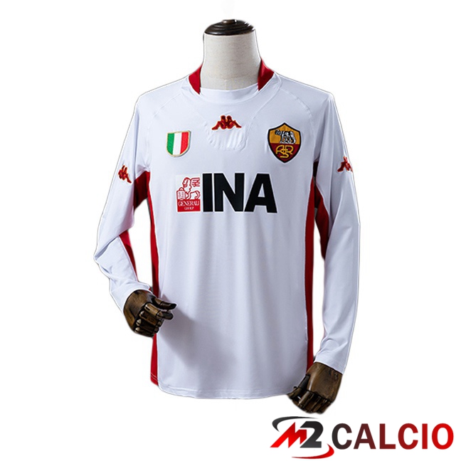 Maglie Calcio AS Roma Retro Seconda Manica Lunga Bianco 2001-2002