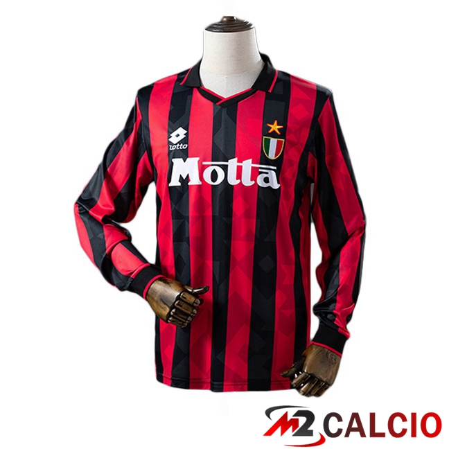 Maglie Calcio Personalizzate,Tute Calcio Squadre,Maglia Nazionale Italiana Calcio | Maglie Calcio AC Milan Retro Prima Manica Lunga Rosso Nero 1993-1994