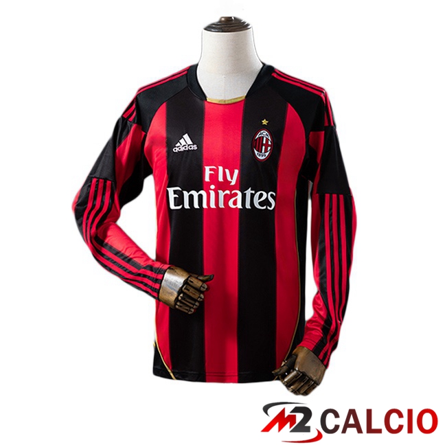 Maglie Calcio Personalizzate,Tute Calcio Squadre,Maglia Nazionale Italiana Calcio | Maglie Calcio AC Milan Retro Prima Manica Lunga Rosso Nero 2010-2011