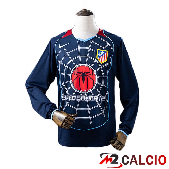 Maglie Calcio Personalizzate,Tute Calcio Squadre,Maglia Nazionale Italiana Calcio | Maglie Calcio Atletico Madrid Retro Seconda Manica Lunga Blu Reale 2004-2005