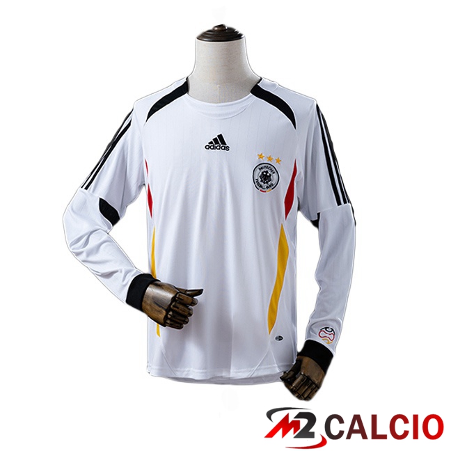 Maglie Calcio Personalizzate,Tute Calcio Squadre,Maglia Nazionale Italiana Calcio | Maglie Calcio Germania Retro Prima Manica Lunga Bianco 2006