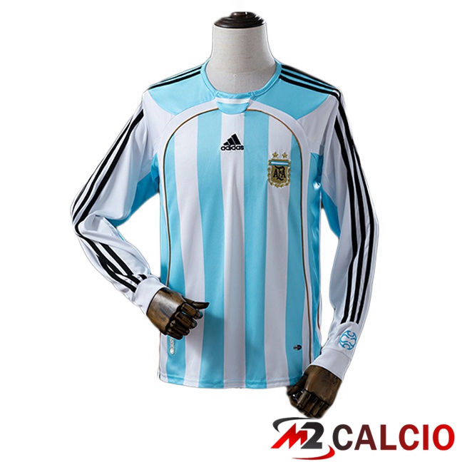 Maglie Calcio Personalizzate,Tute Calcio Squadre,Maglia Nazionale Italiana Calcio | Maglie Calcio Argentina Retro Prima Manica Lunga Blu Bianco 2006